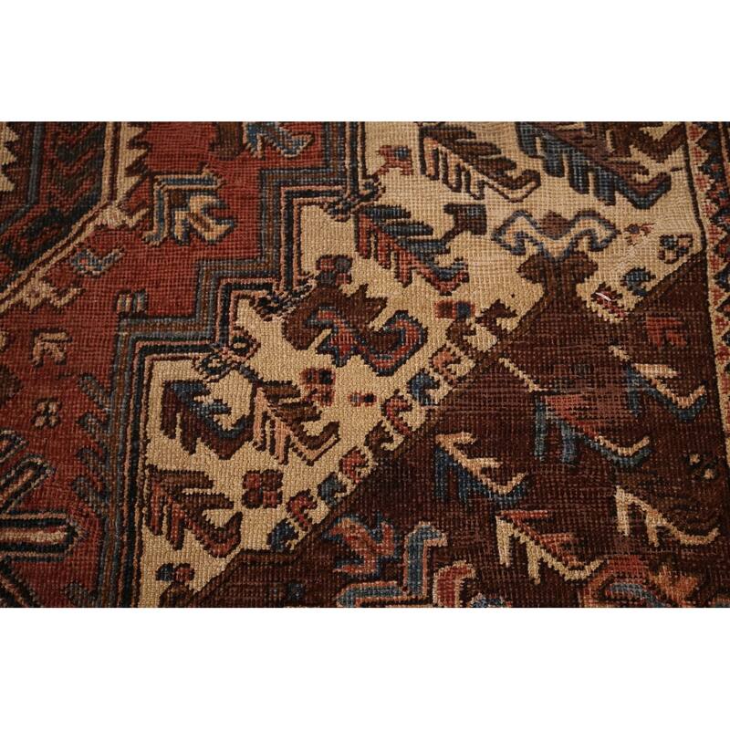 Pre-1900 Antique Heriz Serapi Persian Area Rug Handmade Wool Carpet - 7'5" x 10'4"