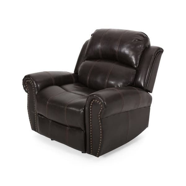 slide 2 of 10, Charlie Bonded Leather Glider Recliner by Christopher Knight Home Brown