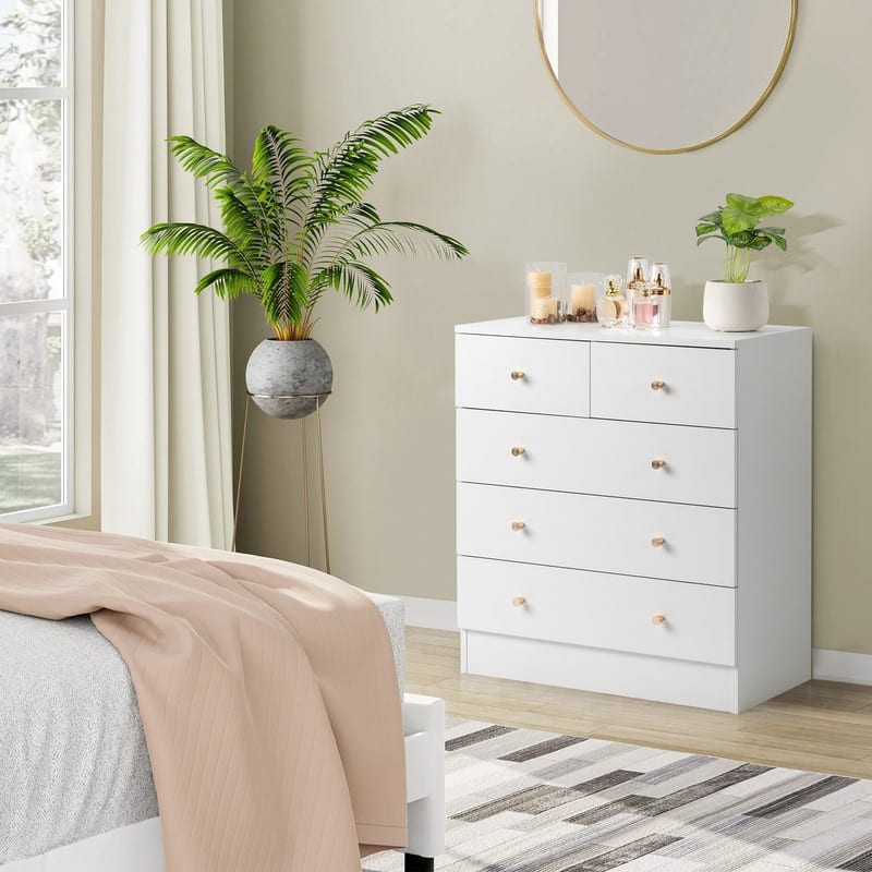 26inch Wide Drawer cabinet - White - 5-drawer