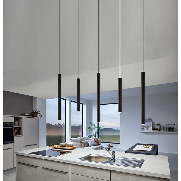 slide 2 of 7, Eglo Tortoreto 23.75-inch Matte Black LED Single Tube Pendant