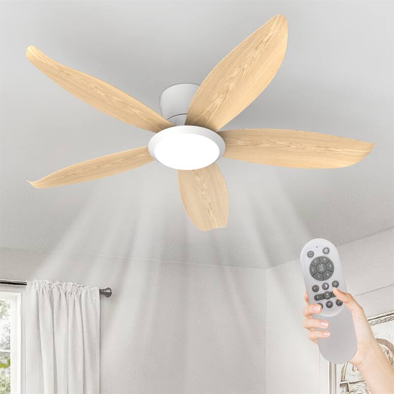 42" Wood Grain Finish Blades High Airflow Plug-in ABS Blade Ceiling Fan Light