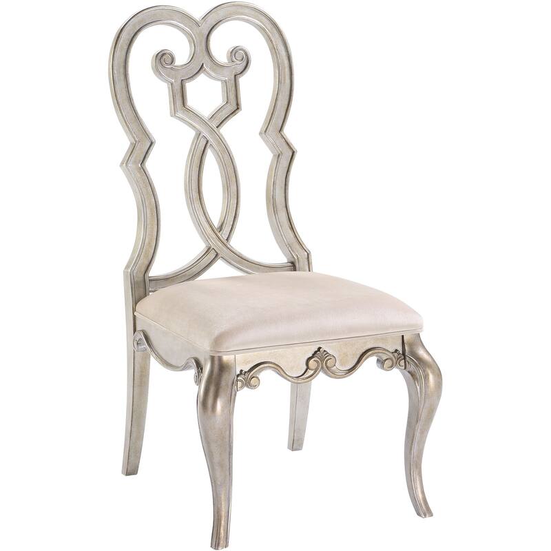 HomeRoots Set of Two Ivory and Champagne Upholstered Velvet And Solid Wood Dining Side Chairs