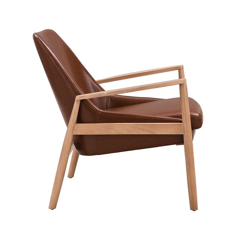 Roomfitters Mid-Century Accent Chair with Solid Wood Frame and High Backrest, Reading Armchair for Living Room