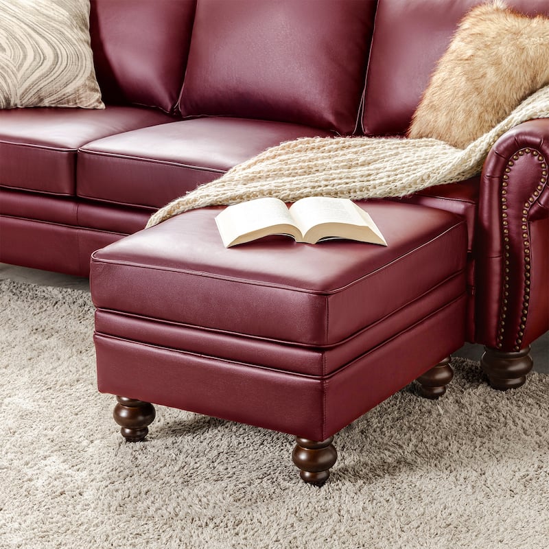 Irene Contemporary Genuine Leather Water Resistant Ottoman by HULALA HOME