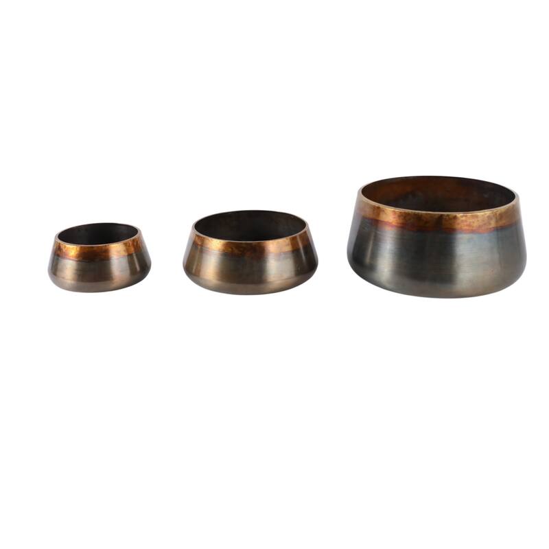 Metal Iron Planters Sleek Design Outdoor Decorative Accent (Set of 3) - 17" x 17" x 8.25"