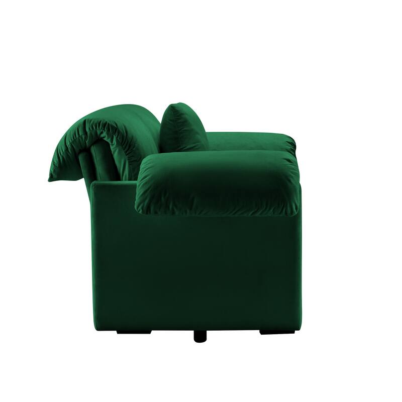 Velvet Deep Seat Storage Sofa Chair with Fluffy Armrest Pillows & Backrest