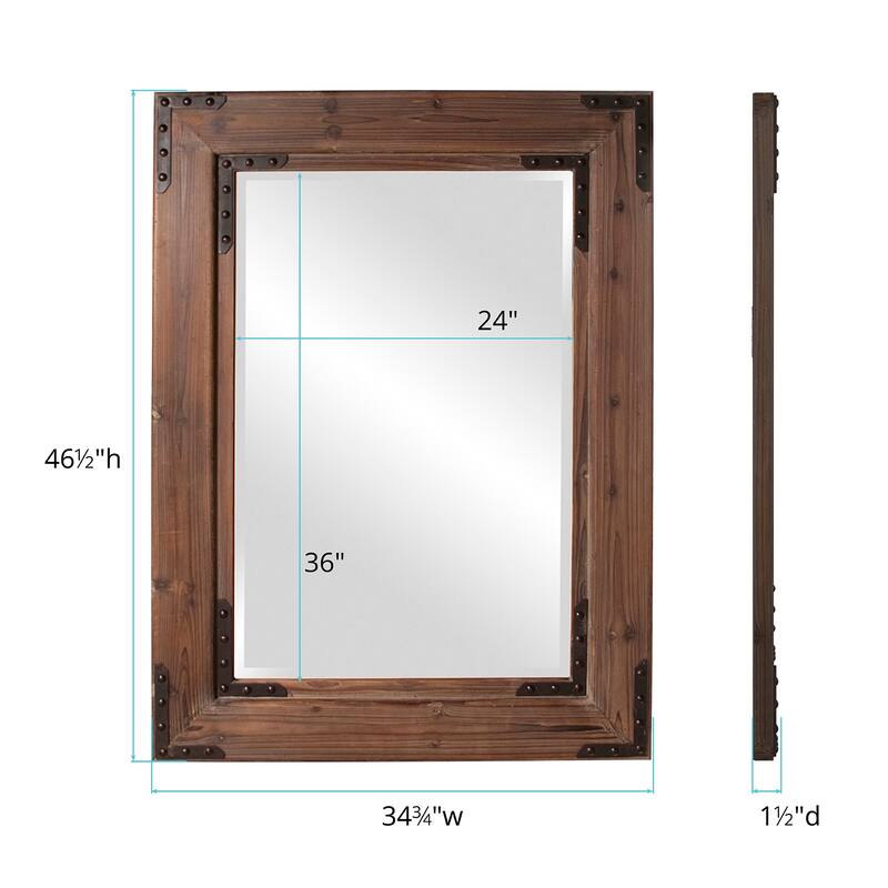 Allan Andrews Rectangular Wood Framed Wall Mirror with Black Iron Accents - 46.5"H x 34.75"W