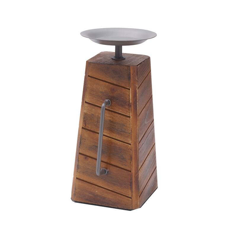 Elements Wood and Metal Handled Pillar Holder, 5X10 Inch