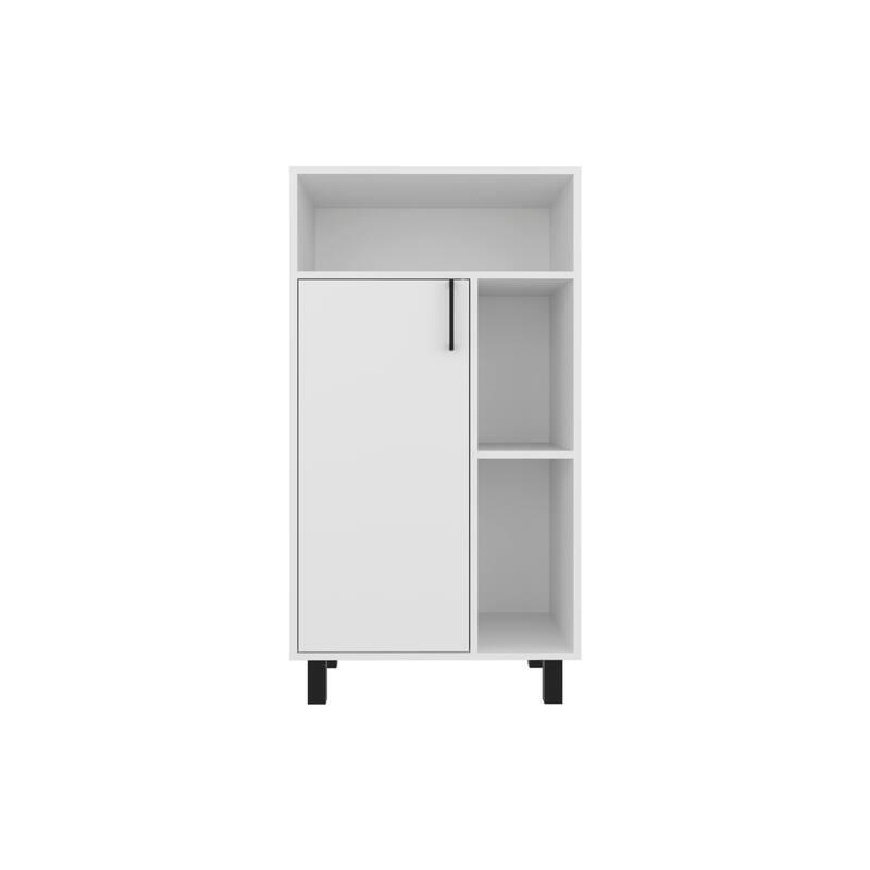 Base Cabinet, Compact Organizer,With One Door,Open Shelves And Top Display Space,White