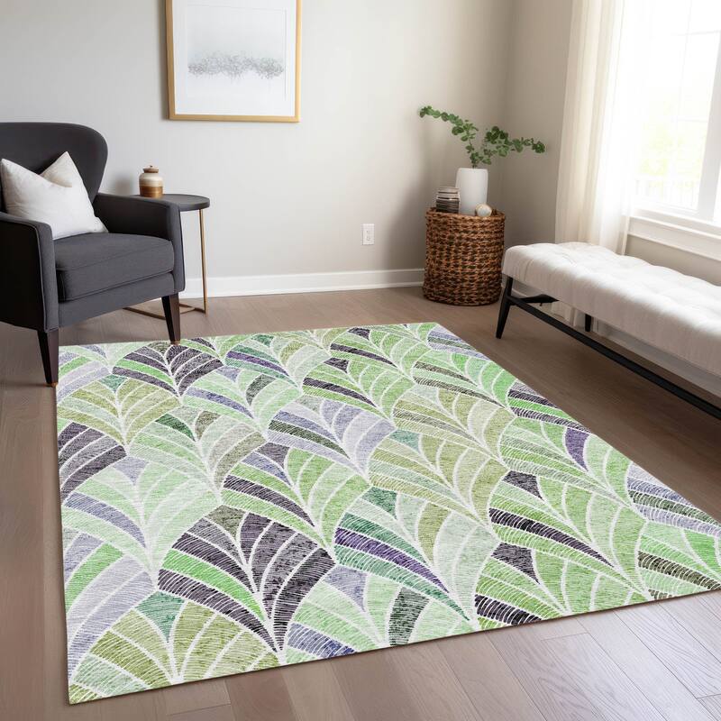 Machine Washable Indoor/ Outdoor Chantille Modern Mosaic Rug
