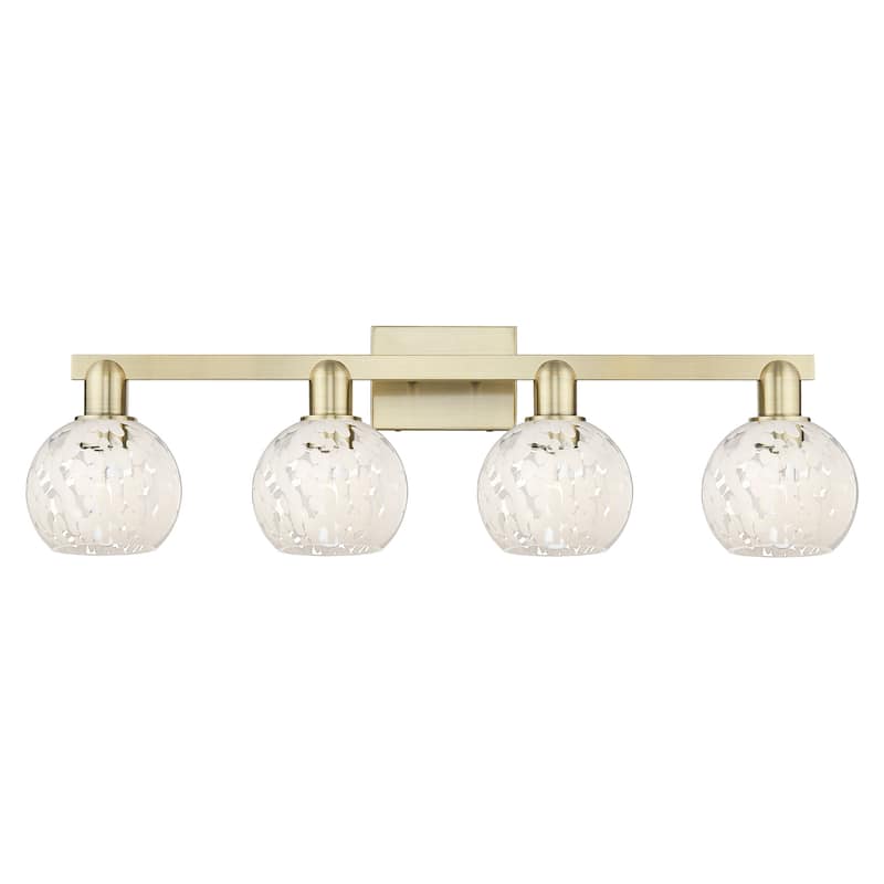 Innovations Lighting 716-4W-10-33 White Mouchette Vanity White - Antique Brass / White Mouchette