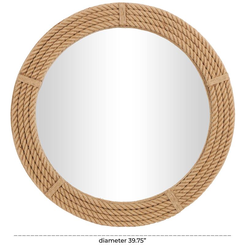 Brown Jute Rope Rope Room Wall Mirror - 40"D