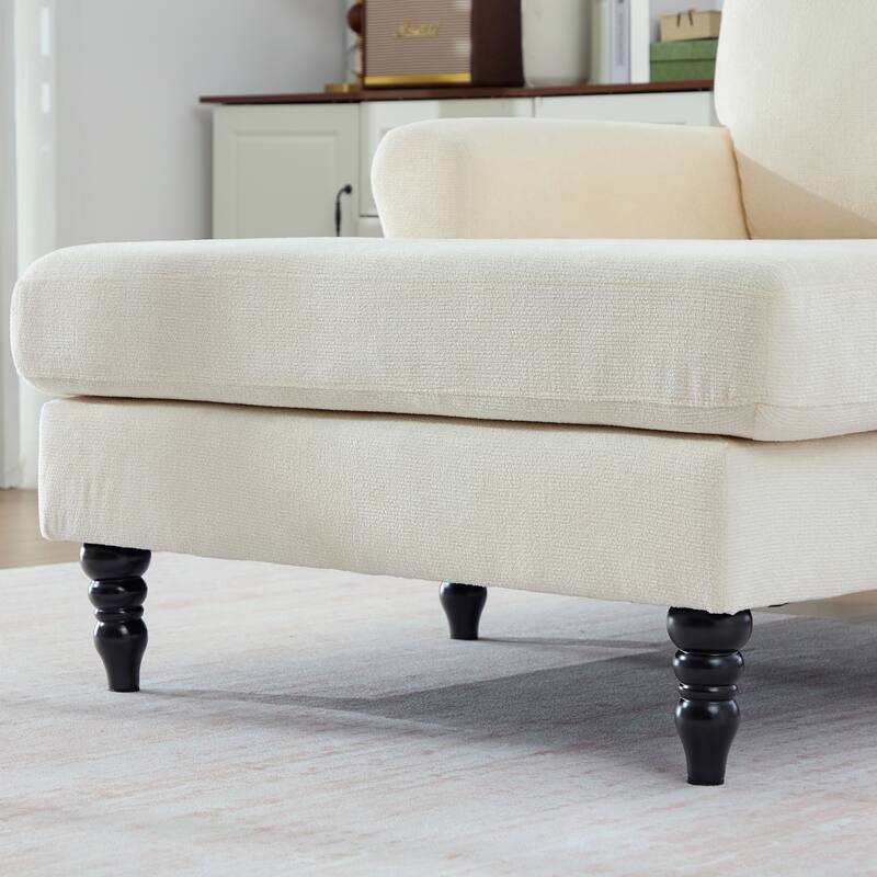 Chenille Fabric Chaise Lounge Arm Chair, Single Sofa Chair Sleeper Recliner