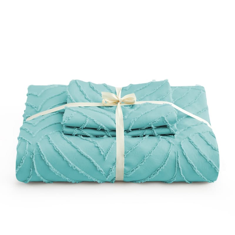Clipped Jacquard Leaf Duvet Cover Set