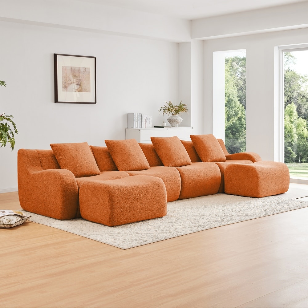 GDF Studio - Fairford U-Shaped 4-Seat Modular Sofa With Curved Armrests & Non-Slip Base