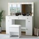 preview thumbnail 1 of 6, Makeup Vanity Desk,41”Large Mirror,12 Adjustable 3 Color LED Bulbs,5 Drawers,Suitable for Girls' Makeup Vanity. Antique White