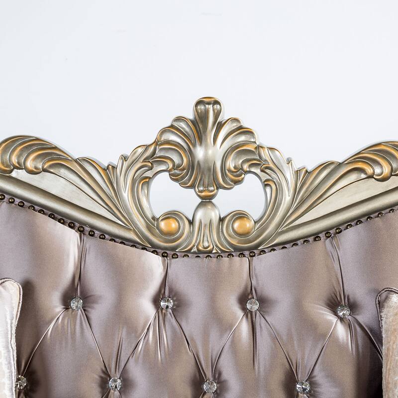 Furniture of America Cintel Traditional Velvet Tufted Wingback Sofa