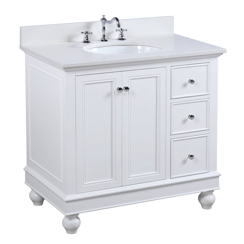 KitchenBathCollection Bella 36" Bathroom Vanity with Quartz Top