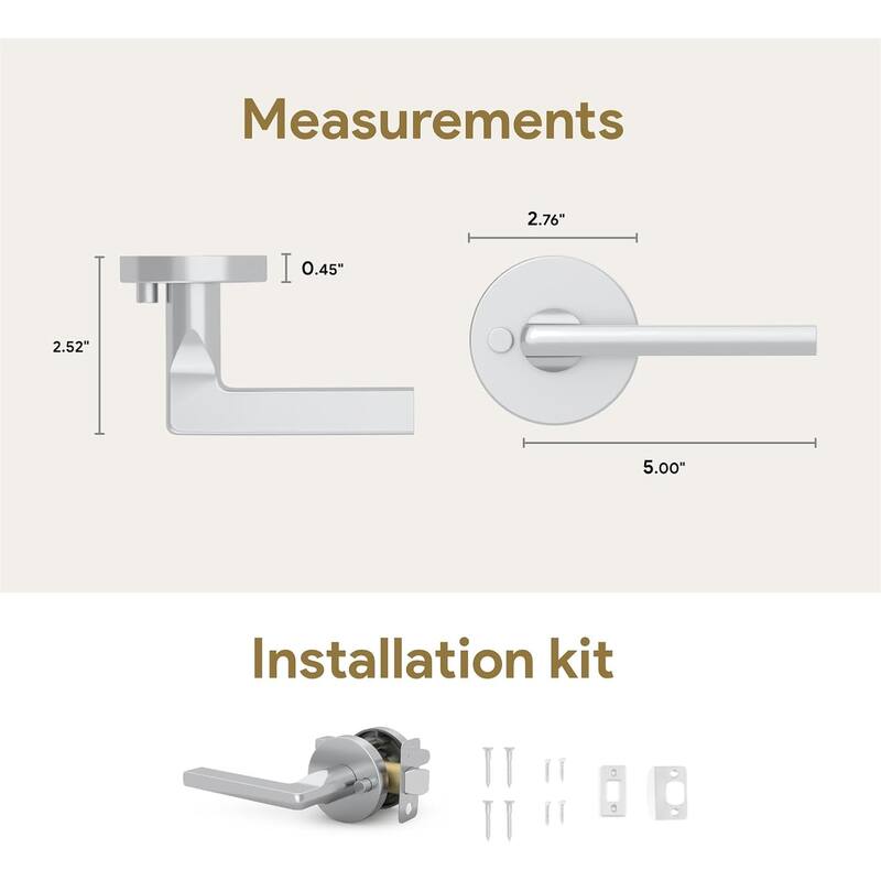Mega Handles RALPH Round Passage Door Lever–Reversible Keyless Door Lock for Hallway, Closet, or Bathroom Handle for Left/Right