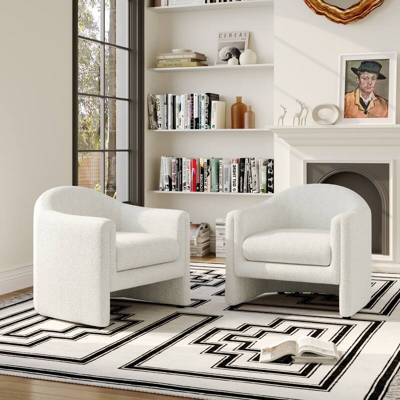 2 Set Modern Upholstered Barrel Accent Chair