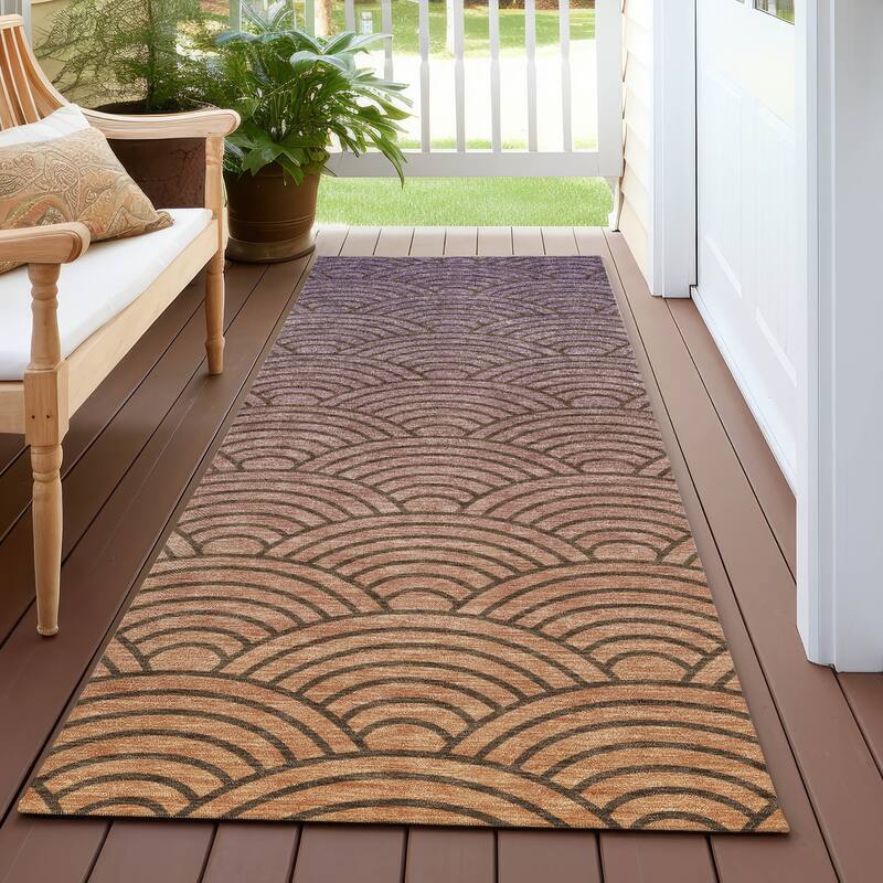 Machine Washable Indoor/ Outdoor Contemporary Poppy Chantille Rug - Chocolate - 2'3" x 7'6"