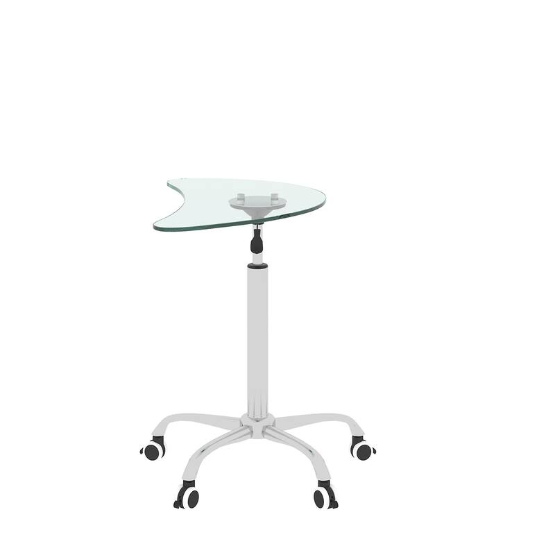 Adjustable Height Tempered Glass Standing Desk/Laptop Stand, with Lockable Wheels
