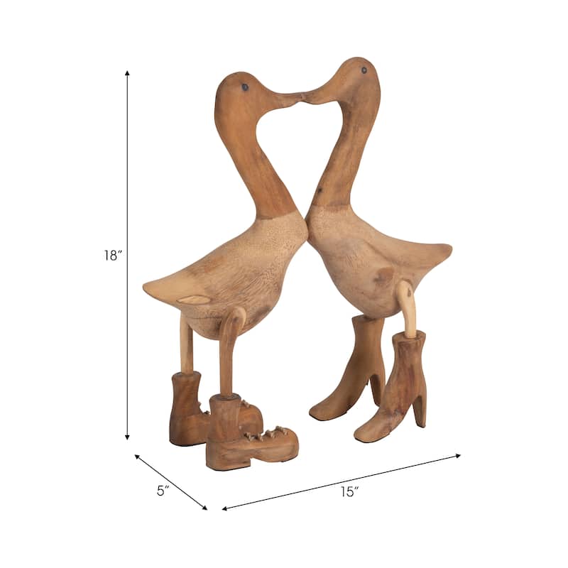 Bamboo, 18" Love Ducks, Natural, Abstract, 18"H, Solid Color - 15" x 5" x 18"