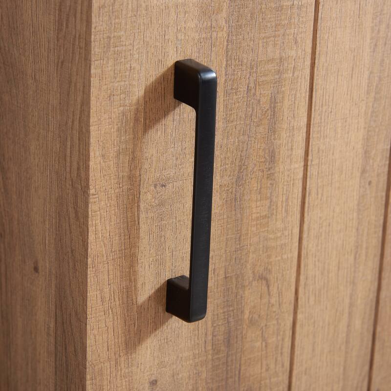 Oak Farmhouse 5-Drawer Dresser with Sliding Barn Door, Versatile