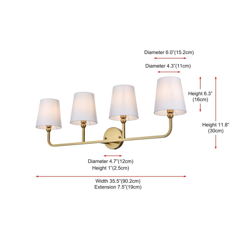 Elegant Lighting LD7322W36 Senna 4 Light 36" Wide Vanity Light