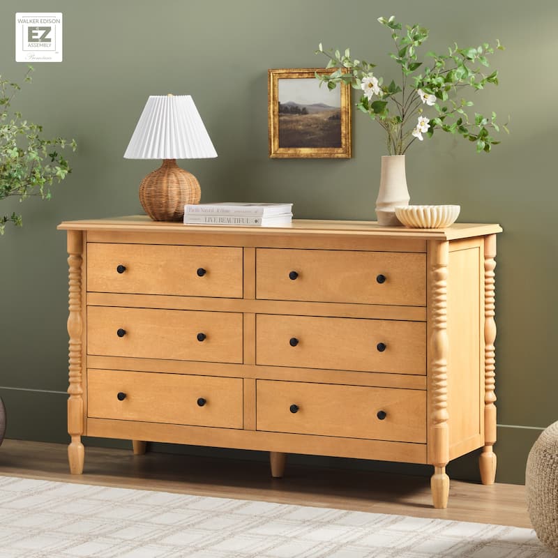 Walker Edison Easy Assembly 6-Drawer Dresser with Wood-Turning Details