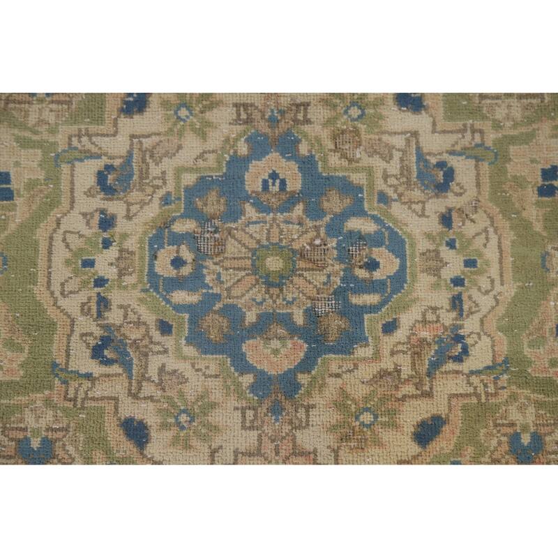 Hand Knotted Oriental 100% Wool Carpet Traditional Floral Peach Kashan Area Rug - 9' 8'' X 6' 6''