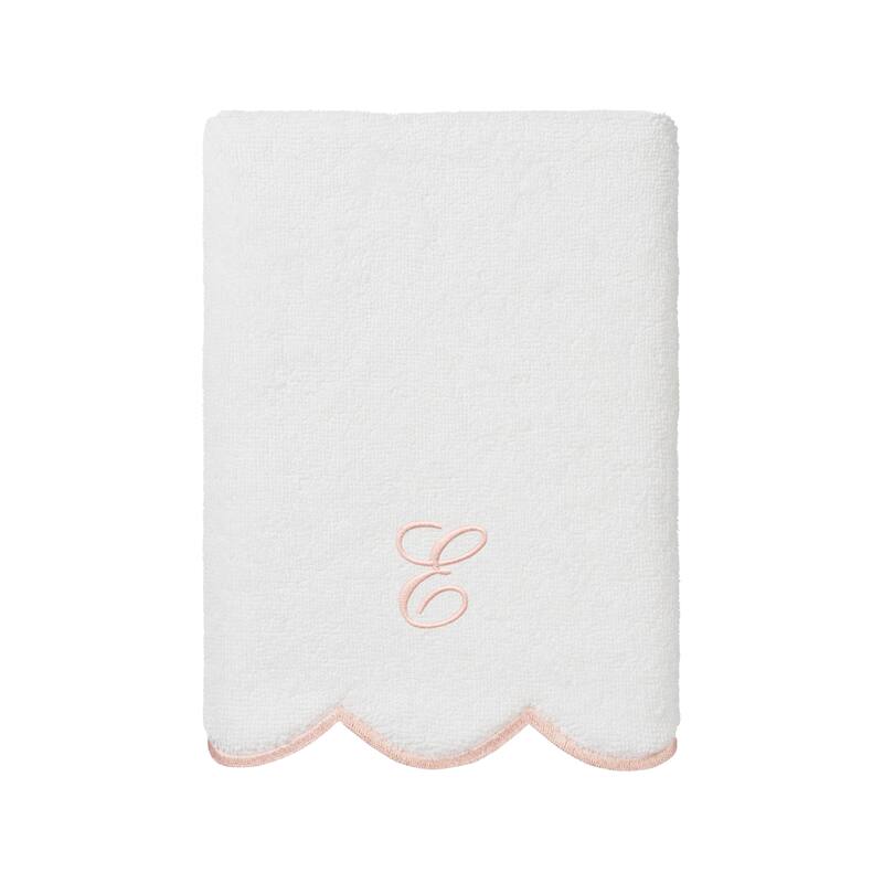 Authentic Hotel and Spa 100% Turkish Cotton Pink ADORNIA Scallop Personalized 3 Piece Towel Set - 3 Piece Set