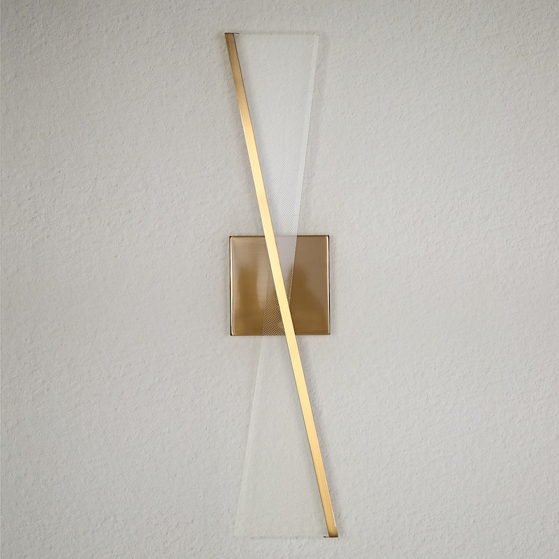 Modern LED Linear X Frame Glam Wall Sconce with Acrylic shade for Dining Room Mirror - W4.9" x H23.6" x D1.8"