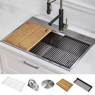 KRAUS Kore Workstation Drop-In Stainless Steel Kitchen Sink