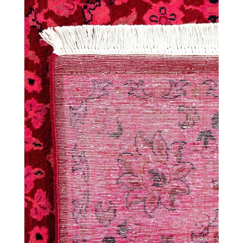 Overton Hand Knotted Wool Vintage Inspired Modern Contemporary Overdyed Pink Area Rug - 4' 2" x 6' 4"