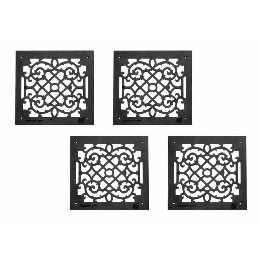 4 Air Grilles Black Cast Aluminum Rustproof Set of 4 | Renovator's Supply
