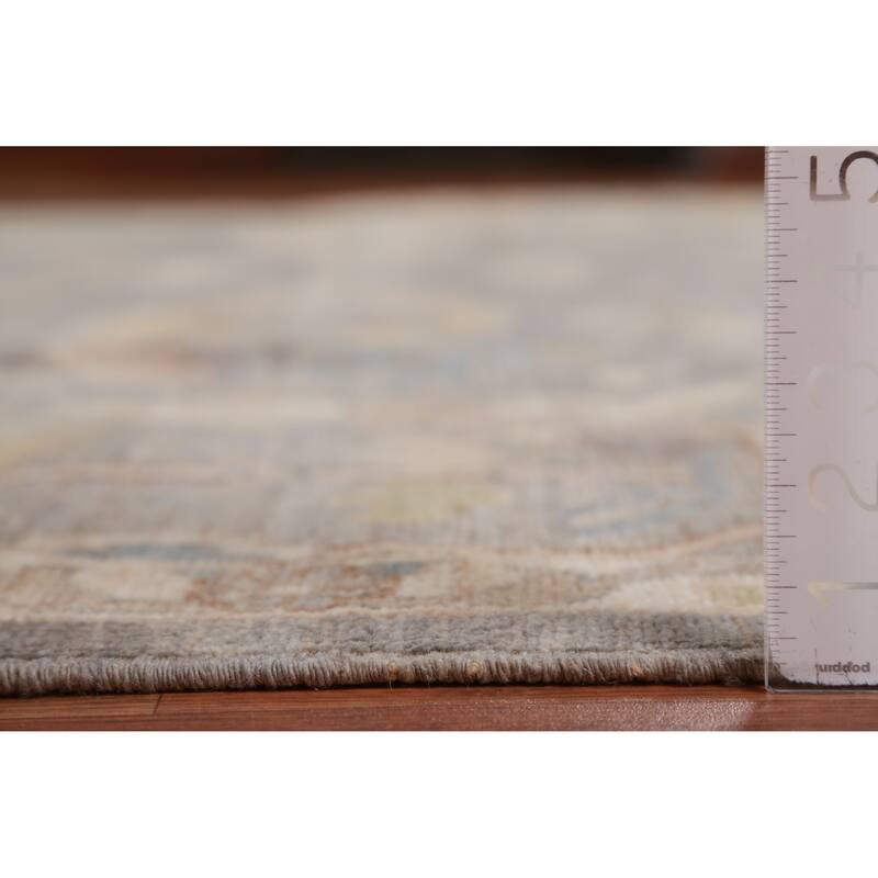 Hand Knotted Oriental 100% Wool Carpet Transitional All-Over Greys & Charcoal Oushak Area Rug - 12' 0'' X 9' 1''