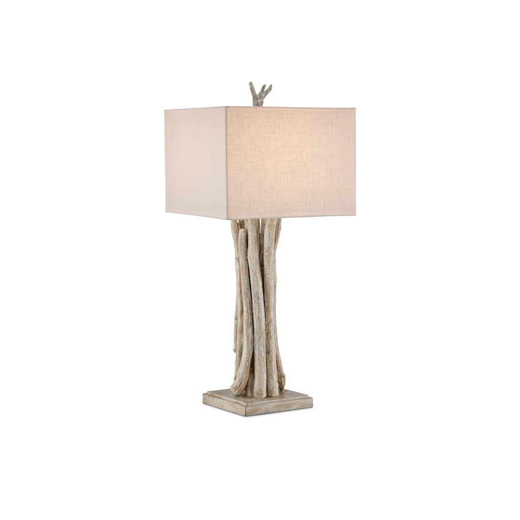 Currey & Company Driftwood Whitewash Table Lamp - 34"h x 15"w x 15"d