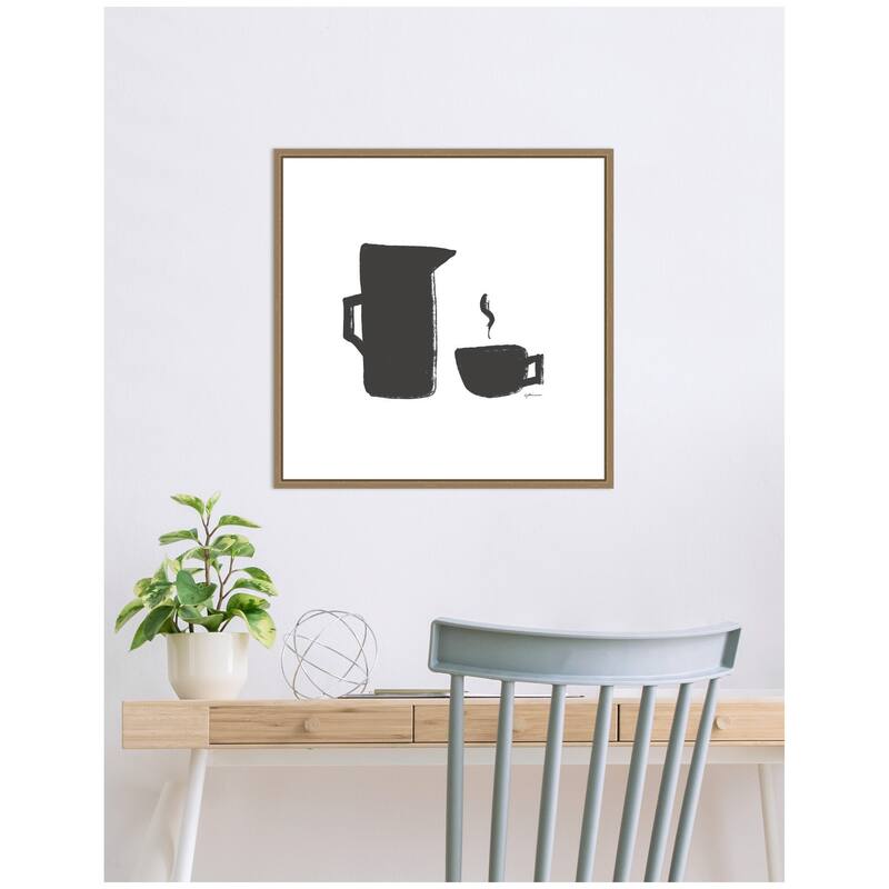 Kate and Laurel Coffee by Gabrielly Guedes Framed Canvas Wall Art Print