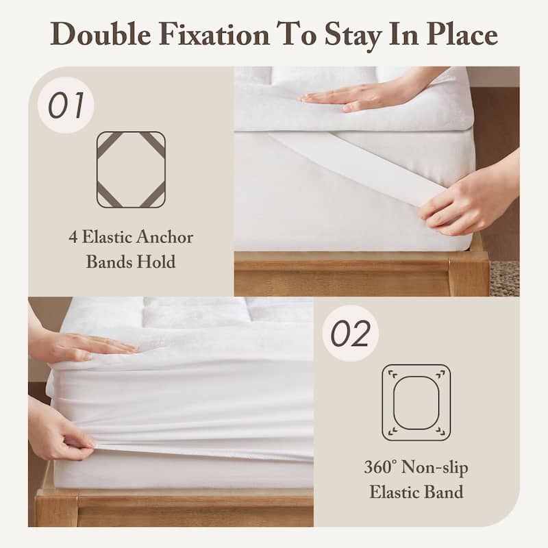 Madison Park Heavenly Soft Overfilled Plush Down Alt. Waterproof Mattress Pad - White