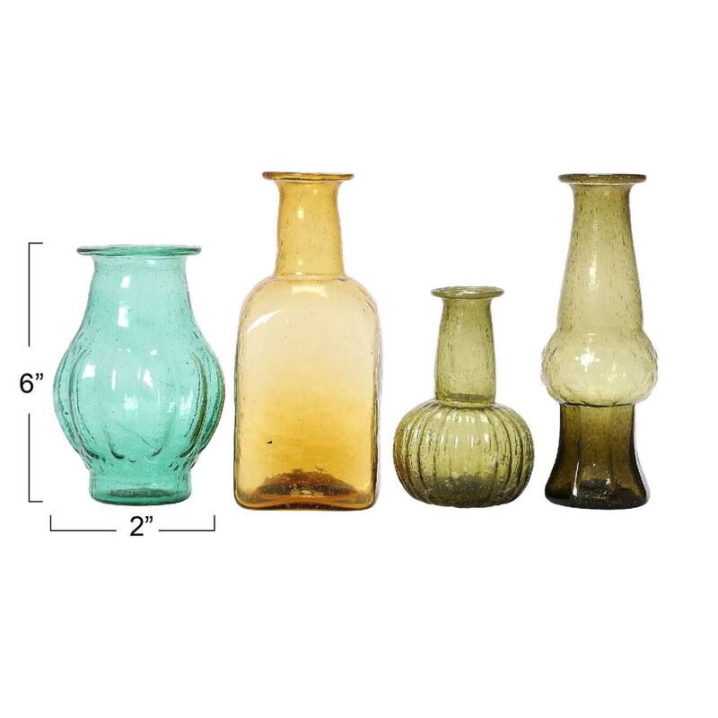 Hand Blown Glass Vases, Multicolor