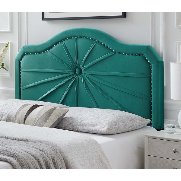 Edmond Green Velvet Upholstered Full/Queen Size Headboard with Nailhead Trim. Opens flyout.