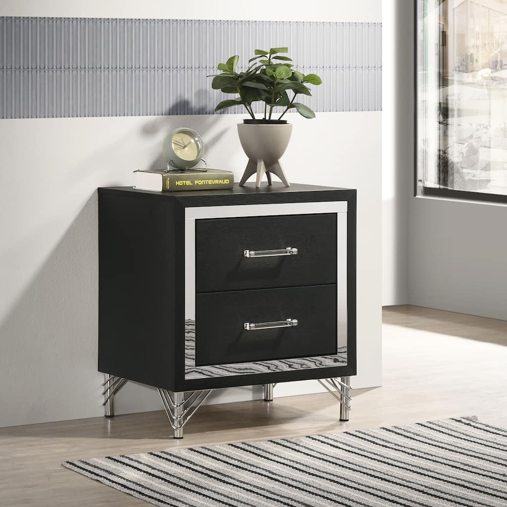 Malcolm Black 2-drawer Nightstand Bedside Table