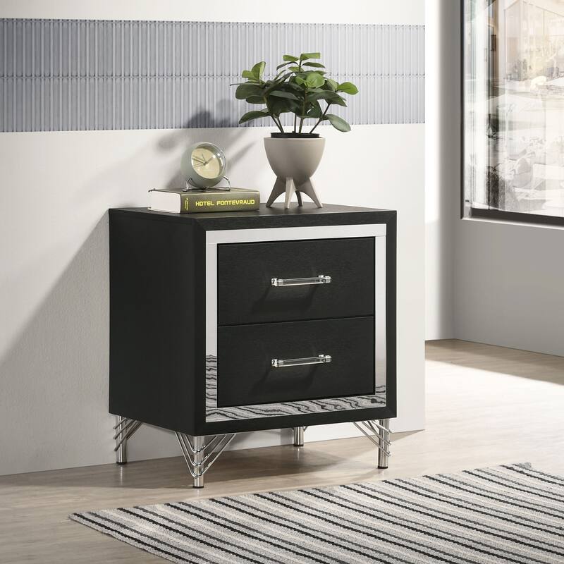Malcolm Black 2-drawer Nightstand Bedside Table