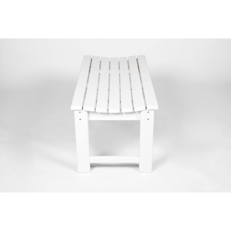 Backless Hdpe Adirondack Bench With Wood Texture (Excluding the table) - White