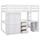 preview thumbnail 26 of 32, Wooden Loft Bed with Built-in Desk,A Wardrobe,Three Drawers,an Open Storage Cabinet,Full Size