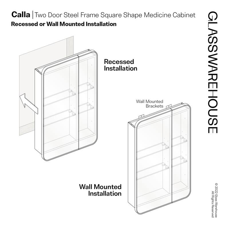 Glass Warehouse SC2-SQ-24X36 Calla 24" x 36" Framed Double Door