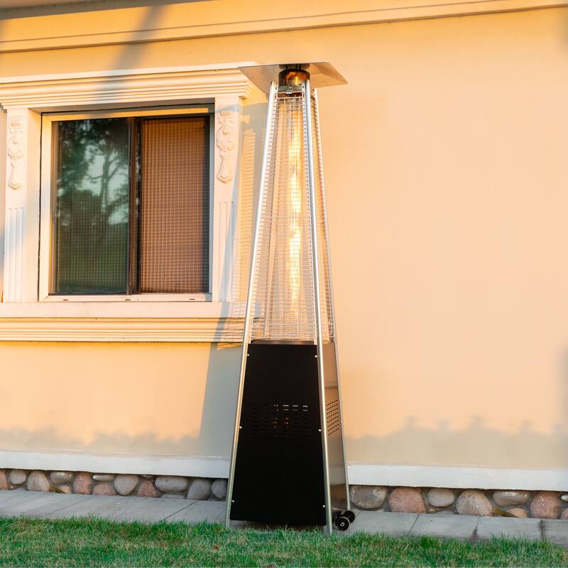 Outdoor 48,000 BTU Pyramid Propane Gas Patio Heater with Wheels