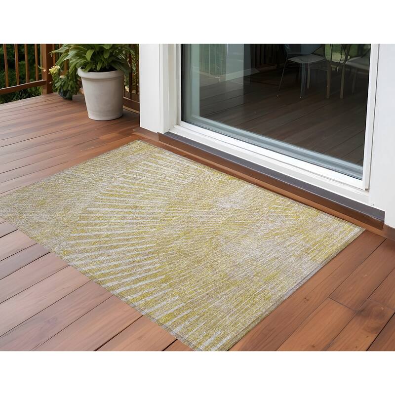 Allumo Artistic Abstract Weather Resistant Timeless Fusion Outdoor Rug - 2' x 3' - Beige