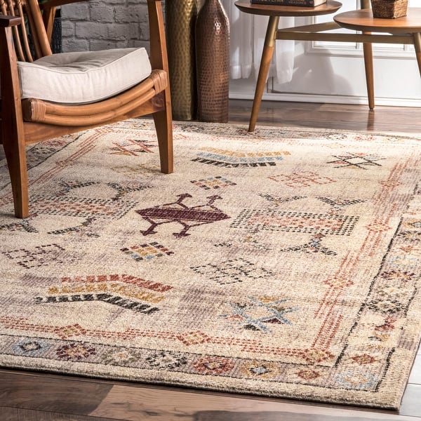 Brooklyn Rug Co Transitional Vintage Melange Rustic Tribal Border Area Rug Bed Bath & Beyond